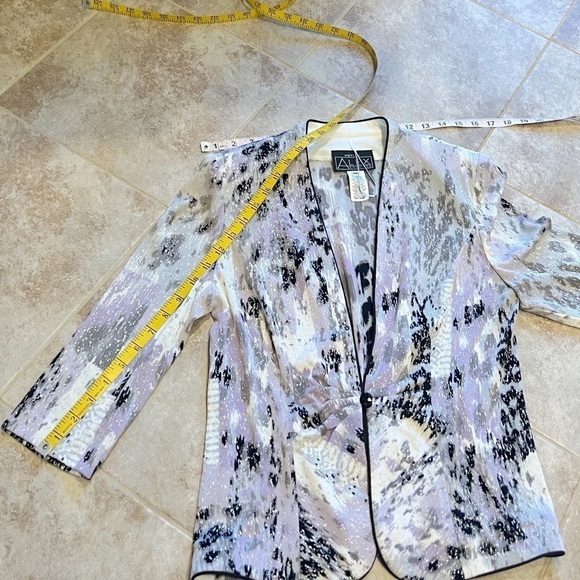 Alex Evenings Petite Vintage Satin Trim 3/4 Sleeve Stretch Blazer Jacket Multi - Picture 5 of 10